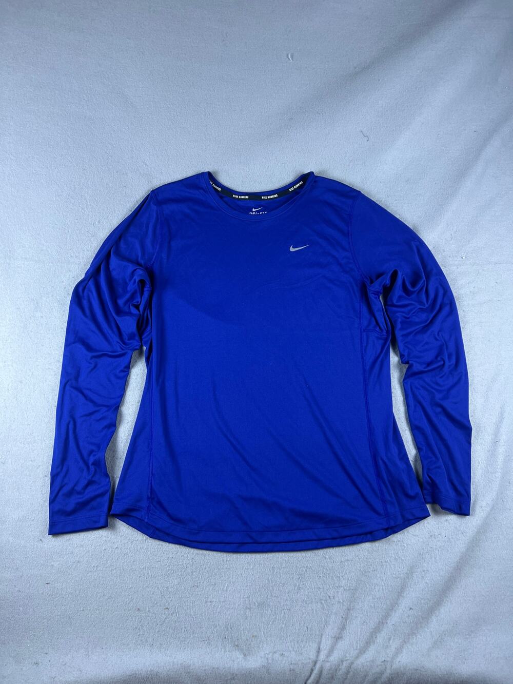 Nike Running Shirt Men XL Blue Long Sleeve Dri-FIT Athletic Workout Training Tee